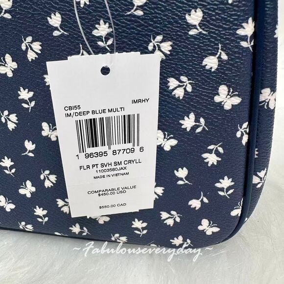 Coach Savannah Small Carryall Bag With Floral Print CBI55 Gold/Deep Blue NWT - Picture 4 of 10